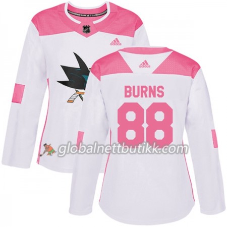 San Jose Sharks Hockeydrakt Brent Burns 88 2017-2018 Hvit Rosa Fashion Adidas Authentic - Dame